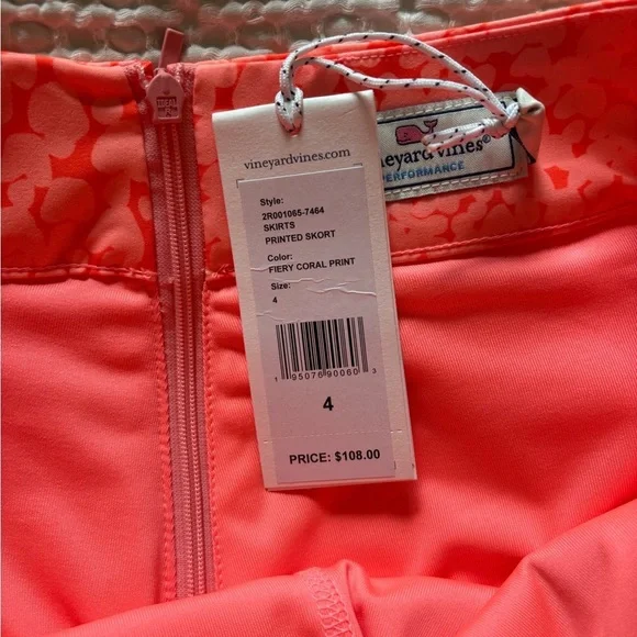 NWT Vineyard Vines Fiery Coral Skort - Picture 5 of 5